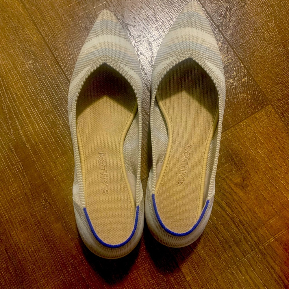 Rothy’s Gold Metallic Stripe Points